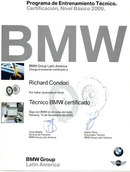 CERTIFICADO BMW 2